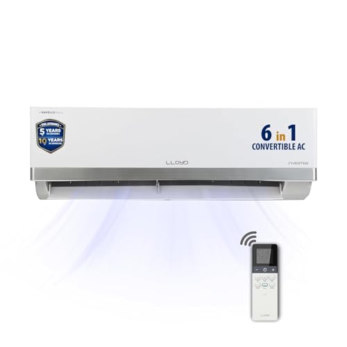 Lloyd 1.5 Ton 3 Star Inverter Split AC (6 in 1 Convertible, Cools Up To 52°C, Clean Filter Indication, Smart 4 Way Swing, White with Silver Deco Strip, GLS18I3KOESR) 1