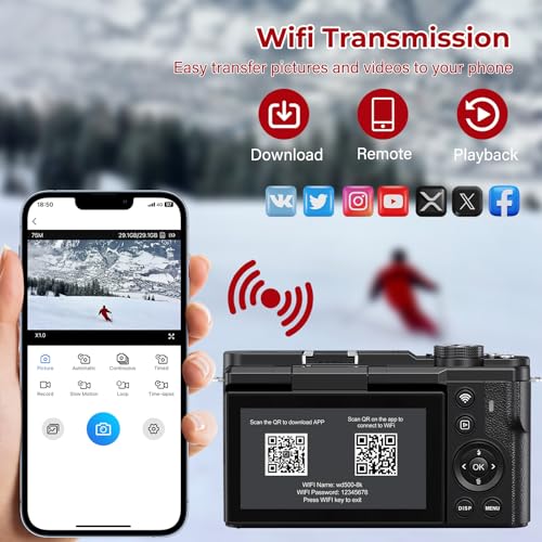 8K Digital Cameras for Photography - WiFi 88MP Autofocus Vlogging Camera for YouTube with 3" 180° Flip Screen - UHD Video Camara Gifts for Beginner Photographer with 18X Zoom, Lens Hood, 64GB Card 3