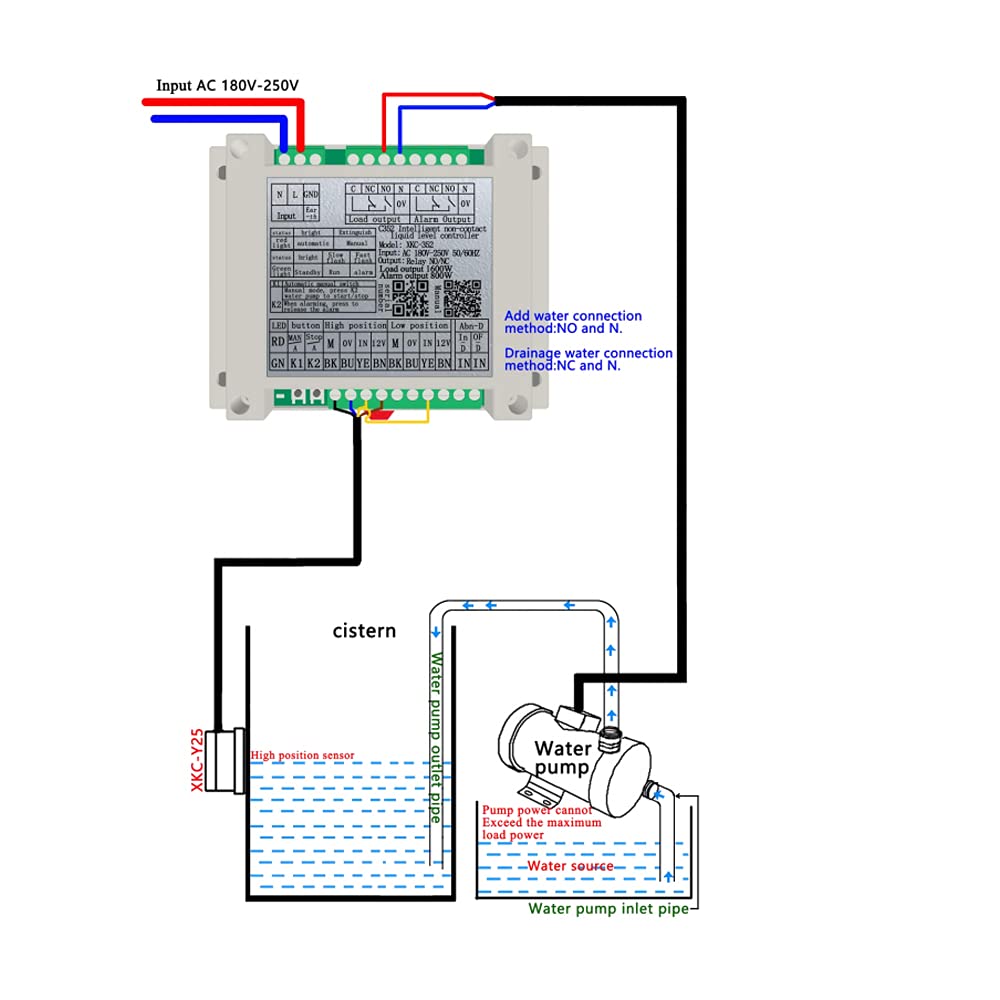 Automatic Water Level Controller Automatic Water Pump Controller for Overhead Tank with Two Non Contact Liquid Level Sensors Water Tank Automatic Filling System 4