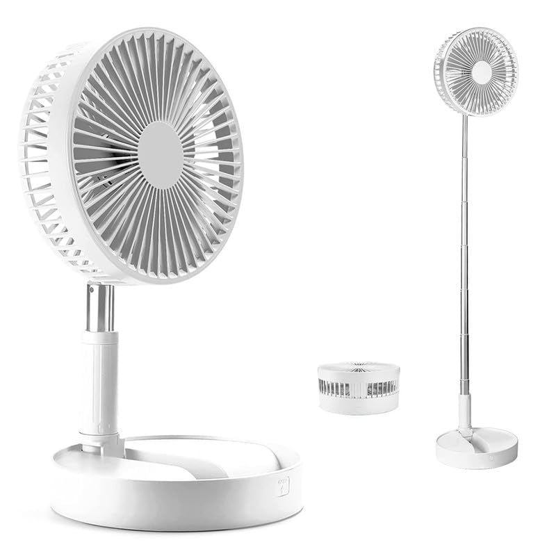 Mabron 4 in 1 Desktop & Pedestal Fan with Bluetooth speaker, Air Circulator Fan Portable Travel Mini Fans Battery Operated, Adjustable Height, 3 Speed Settings_M14 1