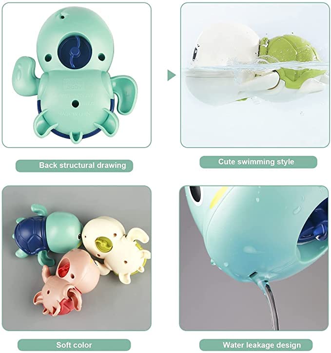 WISHKEY Pack of 2 Swimming Turtle Bath Toy for Babies, Floating Toys for Kids Tub, Cute Bathing Toys for Toddlers, Bathtub Toys for Baby Boys & Girls, Bathing Toys for Baby for 0-3 Years (Multicolor) 4