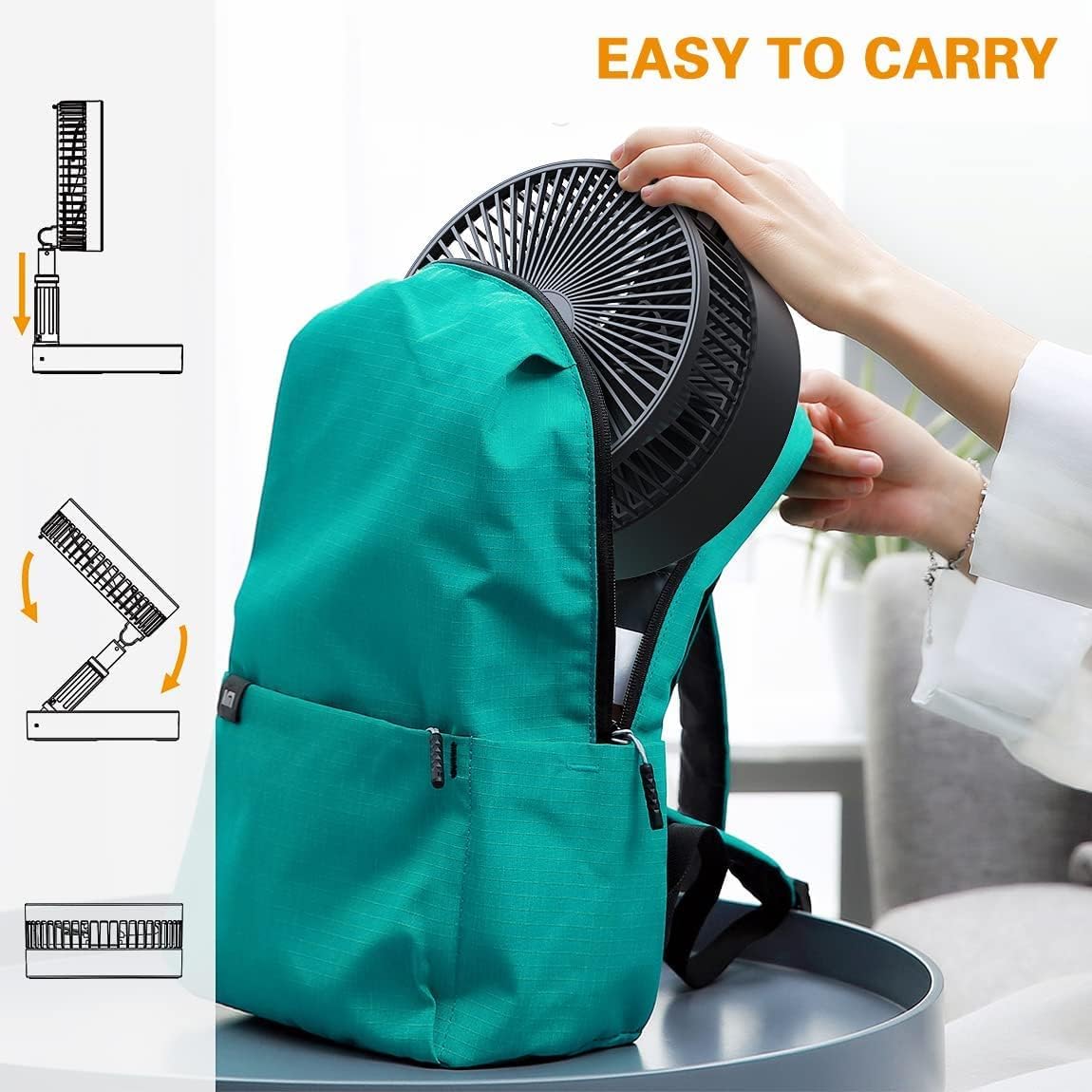 UCRAVO Portable Oscillating Standing Fan,Rechargeable Battery Operated USB Floor Table Desk Fan with 3 Speed Settings Pedestal Fans for Bedroom Office Camping Fishing Travel 3