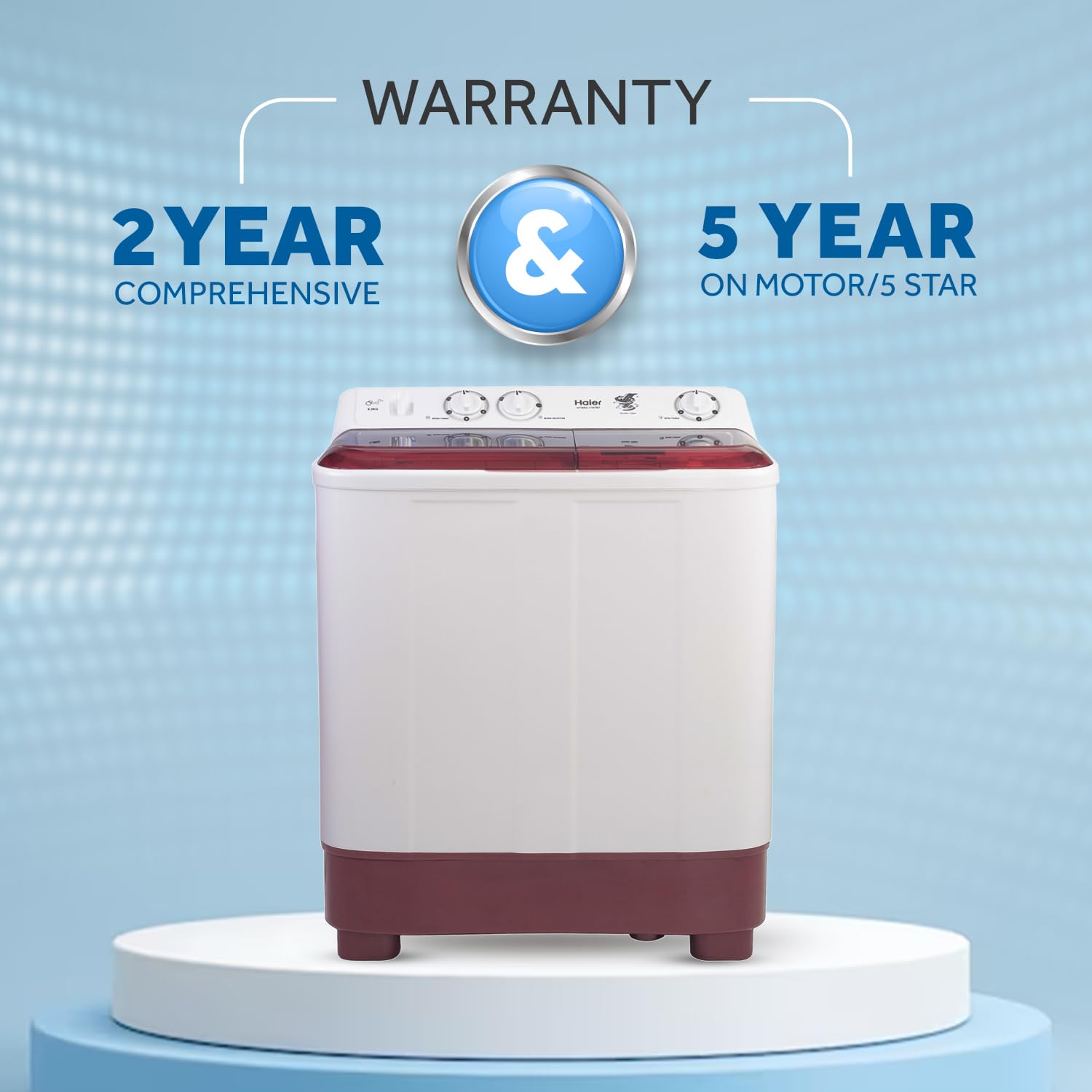 Haier Semi-Automatic 7 kg 5 Star Top Loading Washing Machine (White & Maroon, HTW70-1187BTN) 3