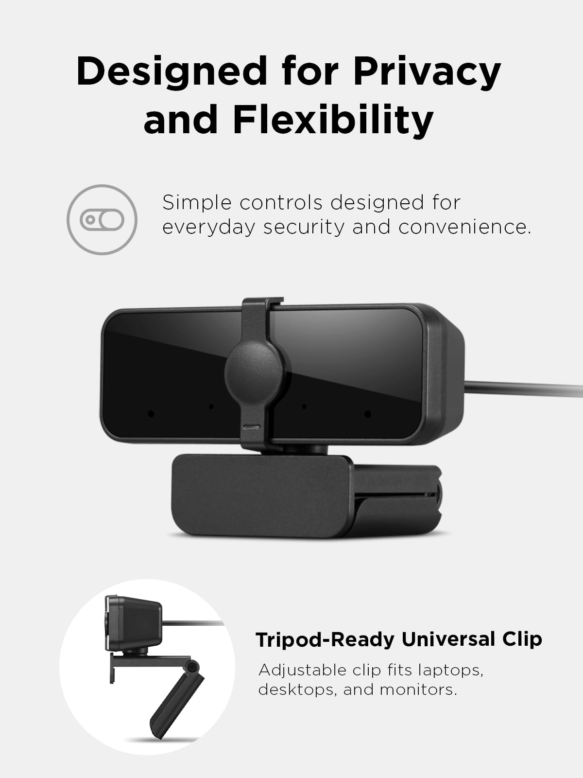 Lenovo Essential FHD Webcam Gen 2, Full HD, 1080p, Dual Microphones, 85 Degree FOV, 30 fps, USB-A Connection, Bulit-in Manual Privacy Shutter, Black 6