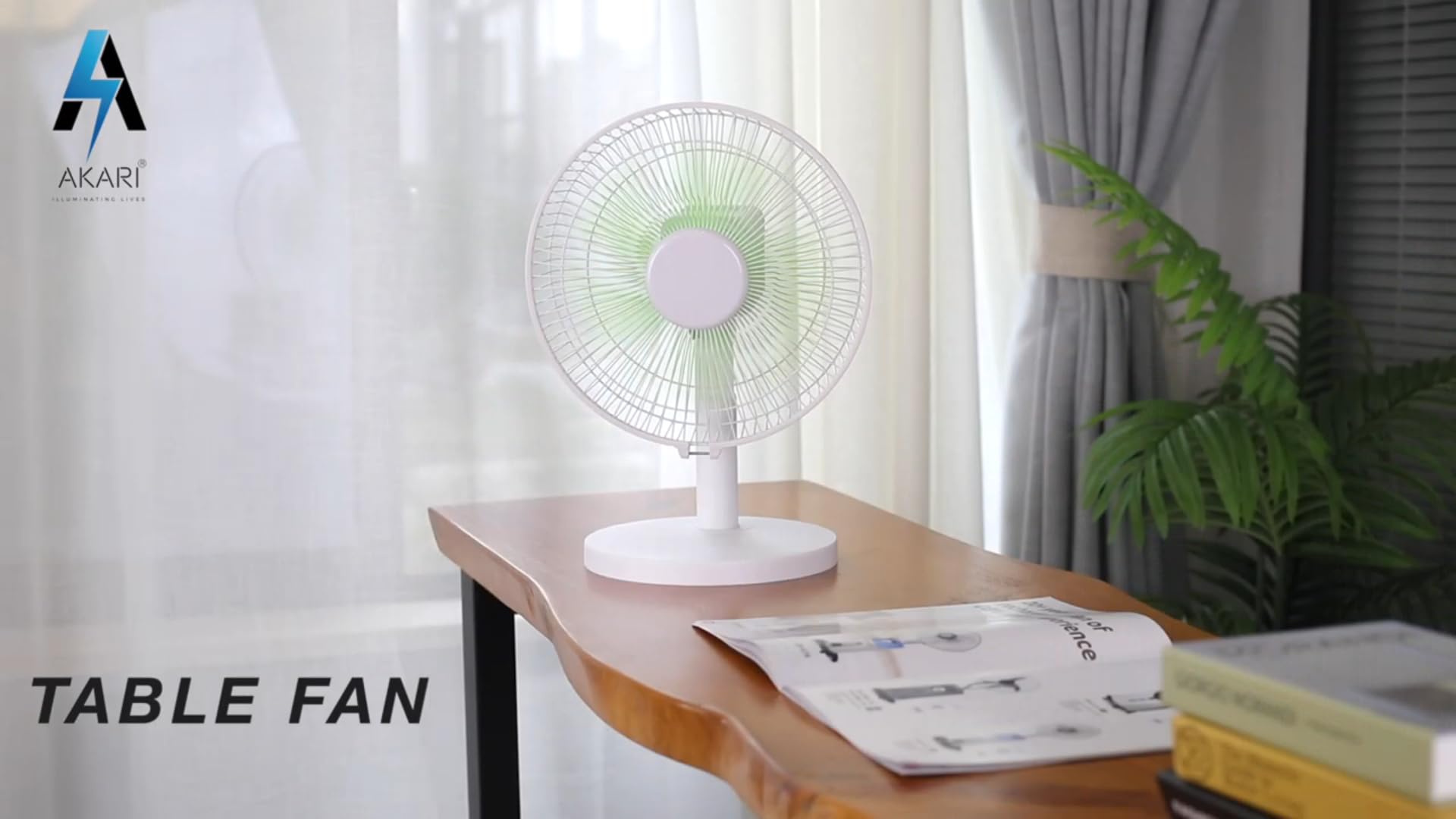 Akari Ak- 8110 Table Fan, CEILING Fan, 2 in 1 with AC/DC Multifucnctional Facility fan and Emergency LED Light, Oscilating Fan, Powerful Table fan,(Any Color will be sent) 2