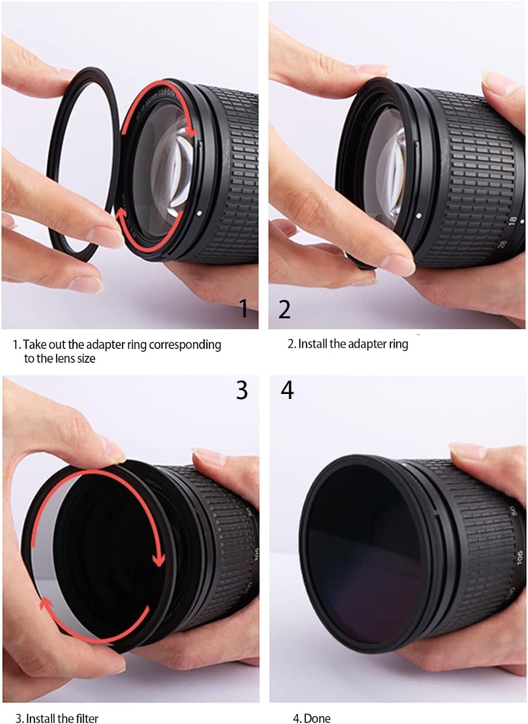 YLLXZQ Step-up Adapter Rings,49mm to 43mm Step Up Ring,Step-Down Rings Filter Ring Adapter,for All Brands of DSLR Camera Lens UV ND CPL Stepping Rings Step Down Rings Filter Adapter 6
