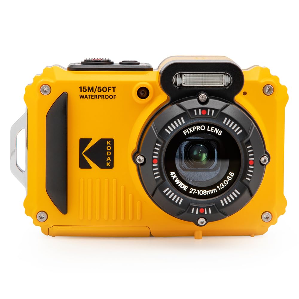 KODAK PIXPRO WPZ2 Rugged Waterproof Shockproof Dustproof WiFi Digital Camera 16MP 4X Optical Zoom 1080P Full HD Video Vlogging Camera 2.7" LCD (Yellow) 1