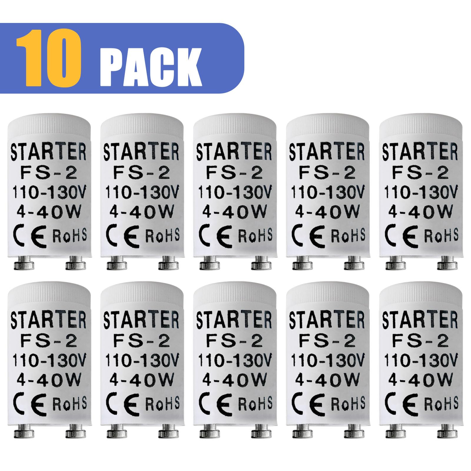 amgolibi Fluorescent Starter for 4-40 Watt lamp, FS-2 S2 FS-5 S5 Preheat Fluorescent Bulb Stater 3