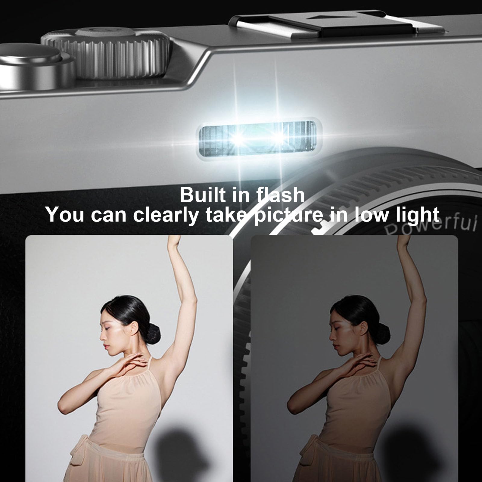 Asixxsix 4K 48MP Digital Camera, 2. Screen 16X Optical Zoom Anti Shake Retro Vlogging Camera with Flash Viewfinder Dial Compact Point and Shoot Cameras for Teens 6