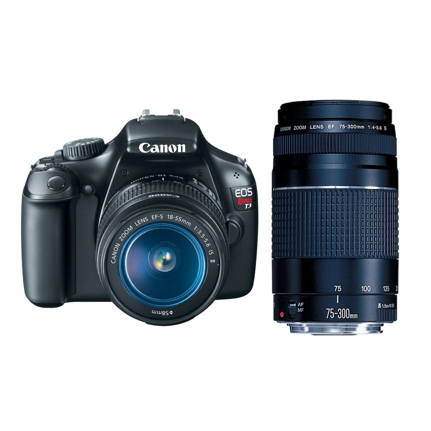 Canon EOS Rebel T3 12.2 MP CMOS Digital SLR with 18-55mm IS II Lens + Canon EF 75-300mm f/4-5.6 III Telephoto Zoom Lens 1
