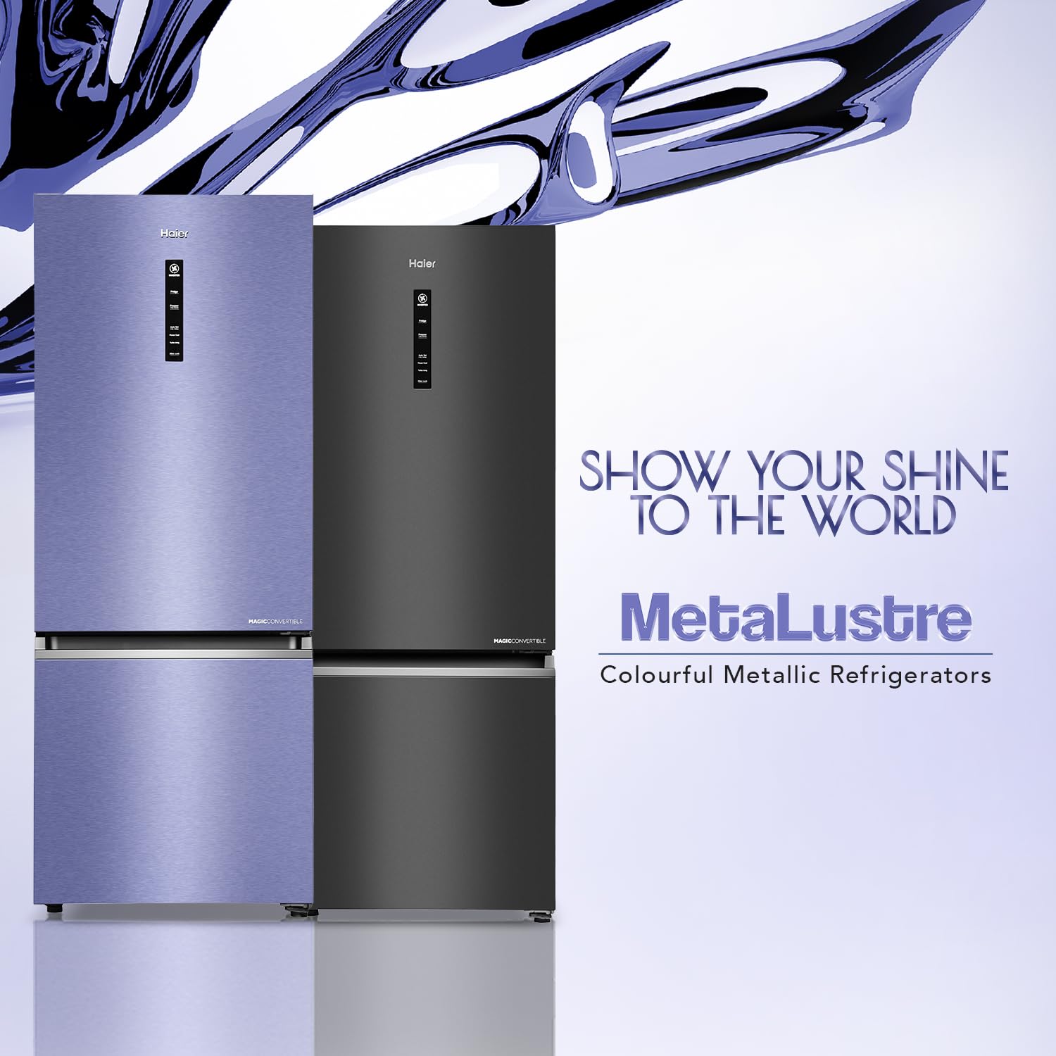 Haier 325 L 3 Star Frost Free Bottom Mount Double Door Refrigerator|Convertible 14-in-1|Jhukna Mat-Bottom Freezer|Digital Display Panel|Triple Inverter|Twist Ice Maker (HEB-333GB-P, Graphite Black) 2