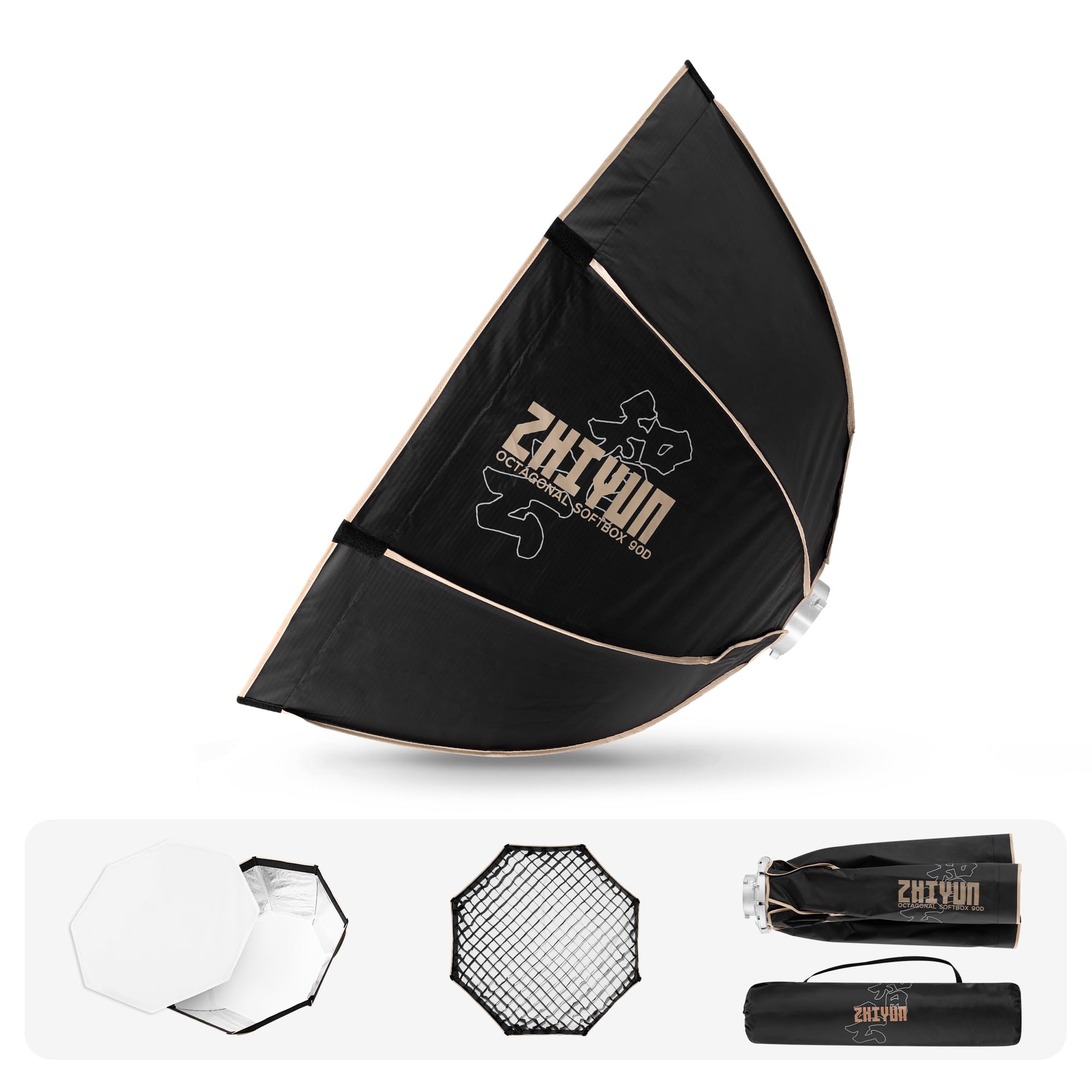 ZHIYUN MOLUS X200 RGB Standard 200W Video Light [Official] + 35"/90cm Octagonal Softbox Quick Release Bowens Mount Softbox Handheld Continuou Output Light Portable Professional Photography Lighting 4