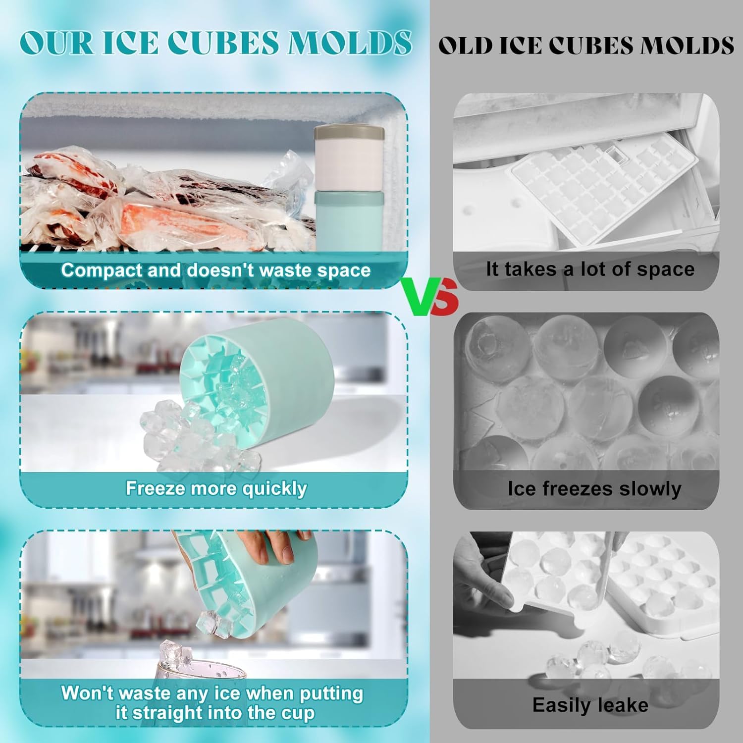 AVRIN 1 Pcs Ice Cylinder Tray | Flexible Silicone Small Ice Cube Molds with Easy Squeeze Release | 60 Mini Ice Cubes for Whiskey, Cocktails, Cold Drinks, Freezer Safe Ice Tray Set (Pack of 1,Cylinder) 5