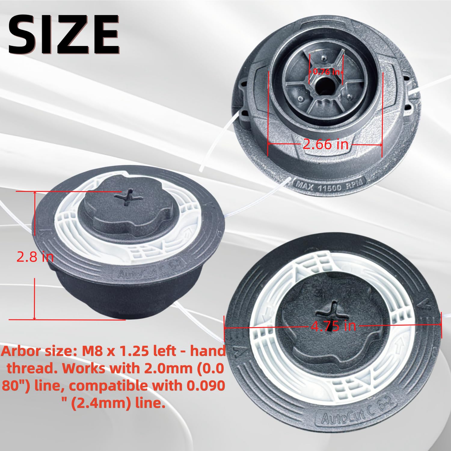 HHLZDHH 3 - Pack C6-2 Trimmer Head for Stihl FS38 FS40 FS40C FS45 FS46 FS50 FS50C FSA60R FSA86R FSE60 FSE71 FSE81 Easy Loading Lawn Mower Garden Tool Accessories 5