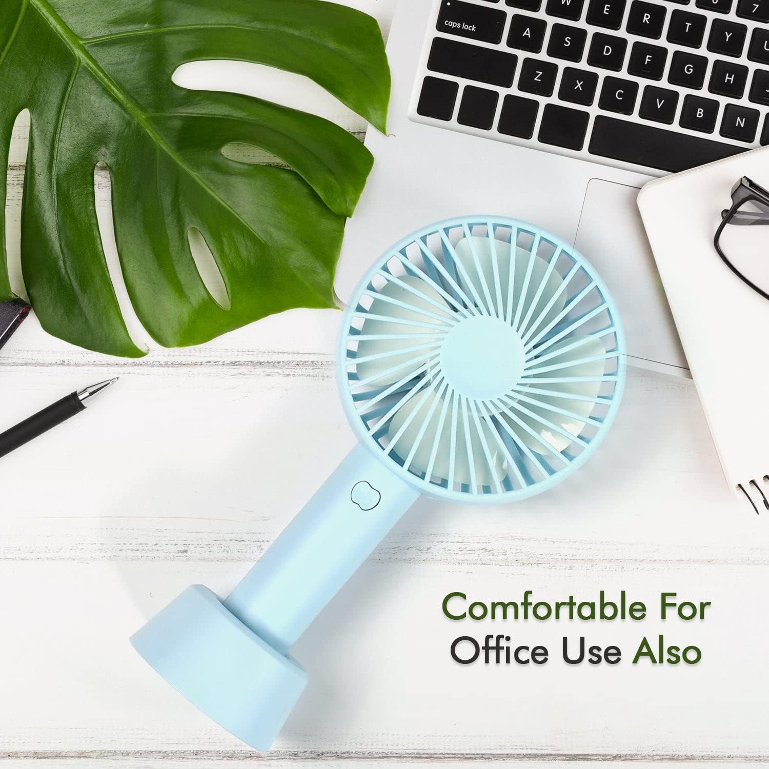 ATEVON 4813 Portable Handheld Fan – 3-Speed Rechargeable Mini Fan with Detachable Base, Quiet Personal Desk Fan for Home, Office & Travel (Battery Not Included) 3