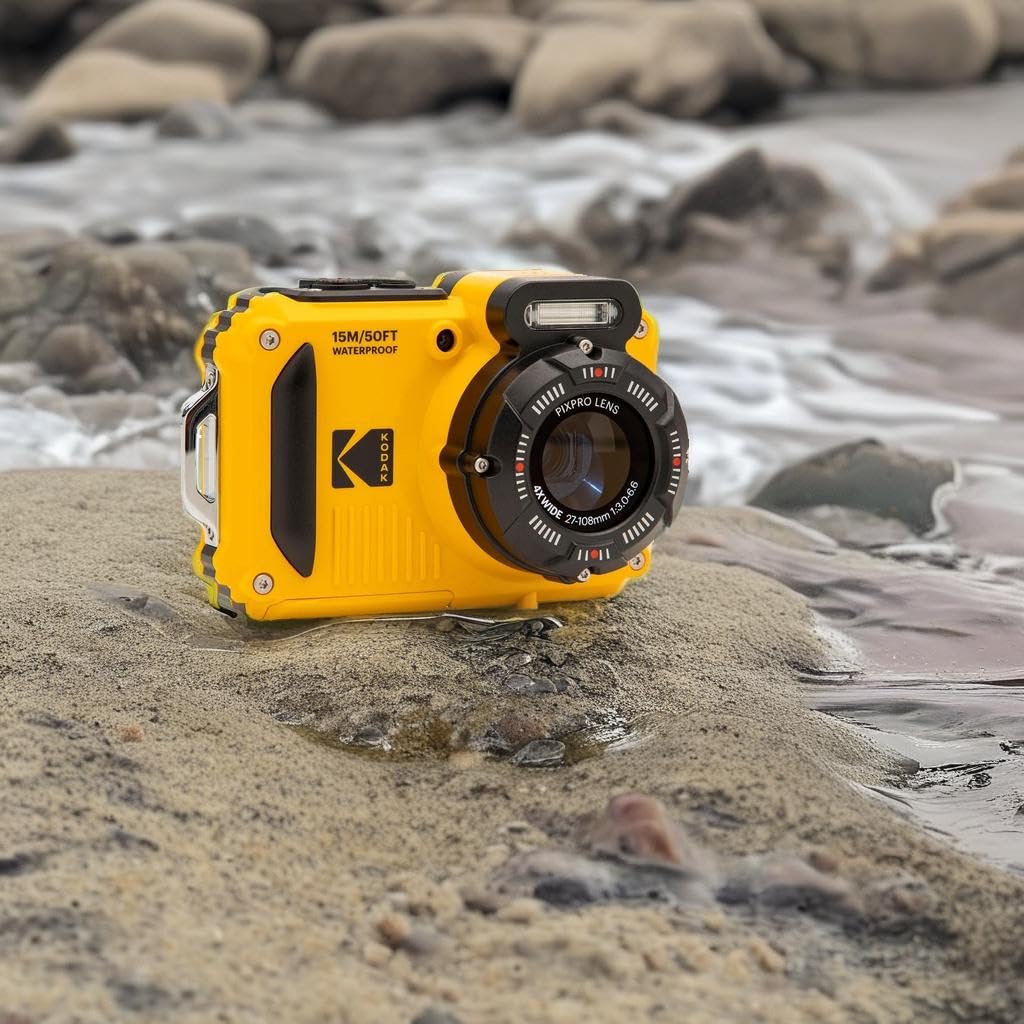 KODAK PIXPRO WPZ2 Rugged Waterproof Shockproof Dustproof WiFi Digital Camera 16MP 4X Optical Zoom 1080P Full HD Video Vlogging Camera 2.7" LCD (Yellow) 5