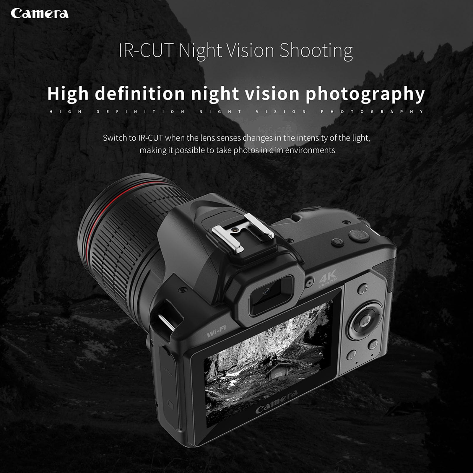 4K Video Camera Camcorder HD WiFi Vlogging Camera for YouTube 16x Digital Zoom Night Vision Camera Camcorders, Video Recorder Camera with Fill Light, Mic 4