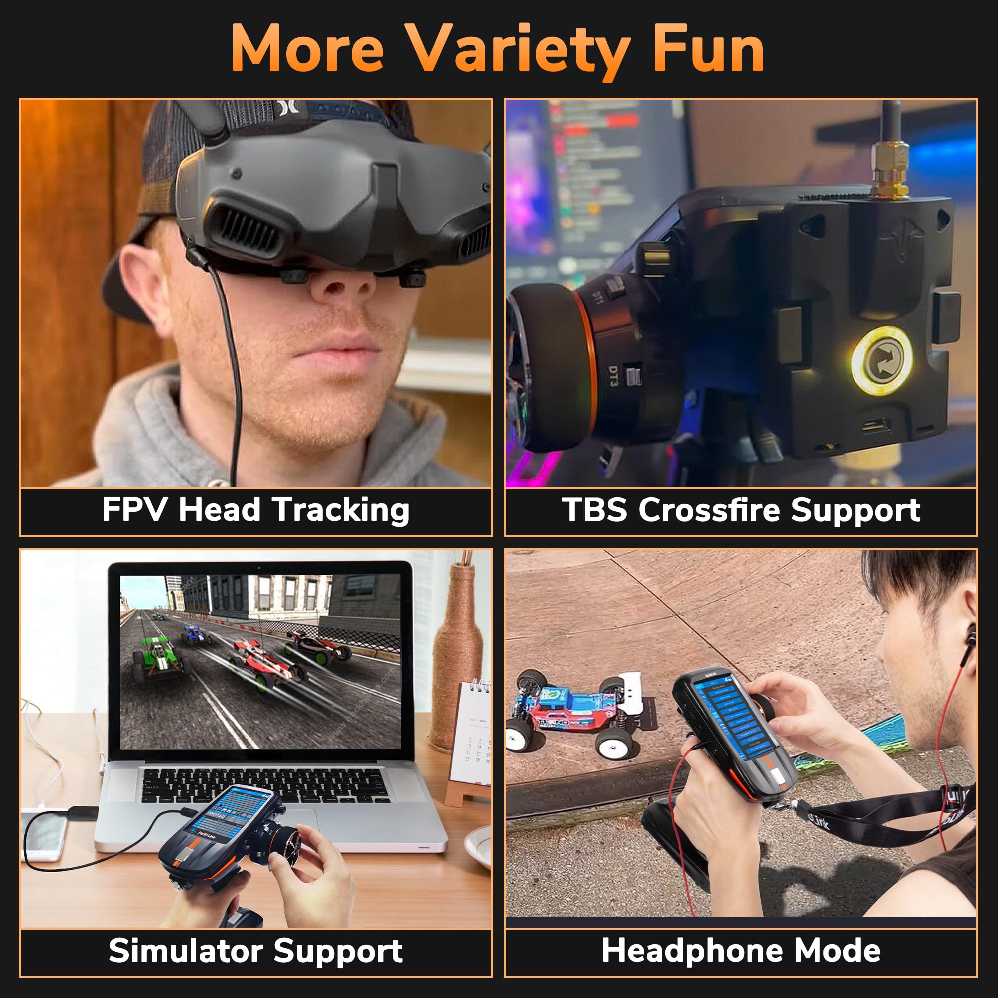 ATA HOBBY Radiolink RC8X 8CH 2.4G RC Transmitter and Newest R8FG V2.1&R4FGM V2.1 Gyro Receivers, with Metal Steering Wheel, 600m Long Range, 200 Models for RC Crawler Drifting Cars Boats 5